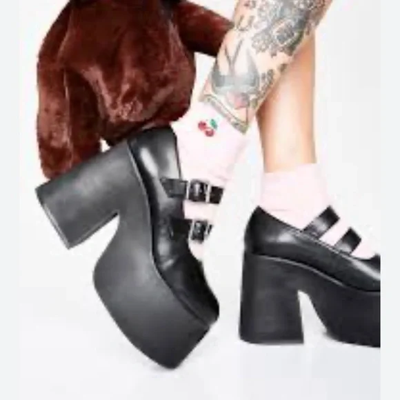 dELiA*s by Dolls Kill talk Of The Town black extreme platform Mary Janes women 8 - Picture 3 of 11